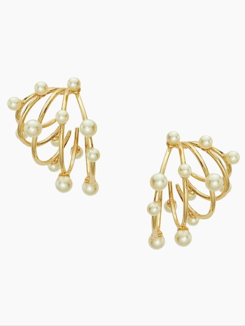 Tory Burch 18K-Gold-Plated & Imitation Pearl Multi-Hoop Earrings